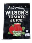 WILSONS TOMATO JUICE ENAMEL SIGN 8" X 11"