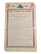 ANTIQUE UNIONIST LEAFLET - THE VALOUR OF ULSTER