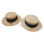 2 STRAW BOATERS HATS