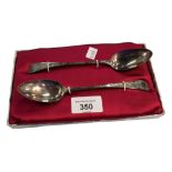 PAIR OF ANTIQUE SILVER SPOONS