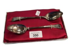 PAIR OF ANTIQUE SILVER SPOONS