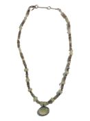 SILVER AND GREEN STONE NECKLACE