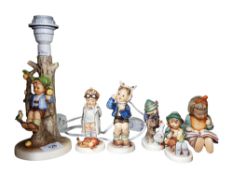 6 HUMMELL FIGURES TO INCLUDE LAMP