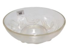 GLASS BOWL - SIRENS PATTERN - SIGNED R.LALIQUE 8" DIAMETER