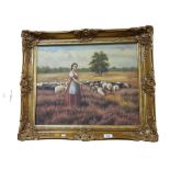 PAUL ATKINS - OIL ON CANVAS - THE SHEPHERDS DAUGHTER - 51X40.5CMS