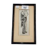 SMALL FRAMED ANTIQUE CARICATURE OF DR FREELAND BARBOUR