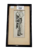 SMALL FRAMED ANTIQUE CARICATURE OF DR FREELAND BARBOUR