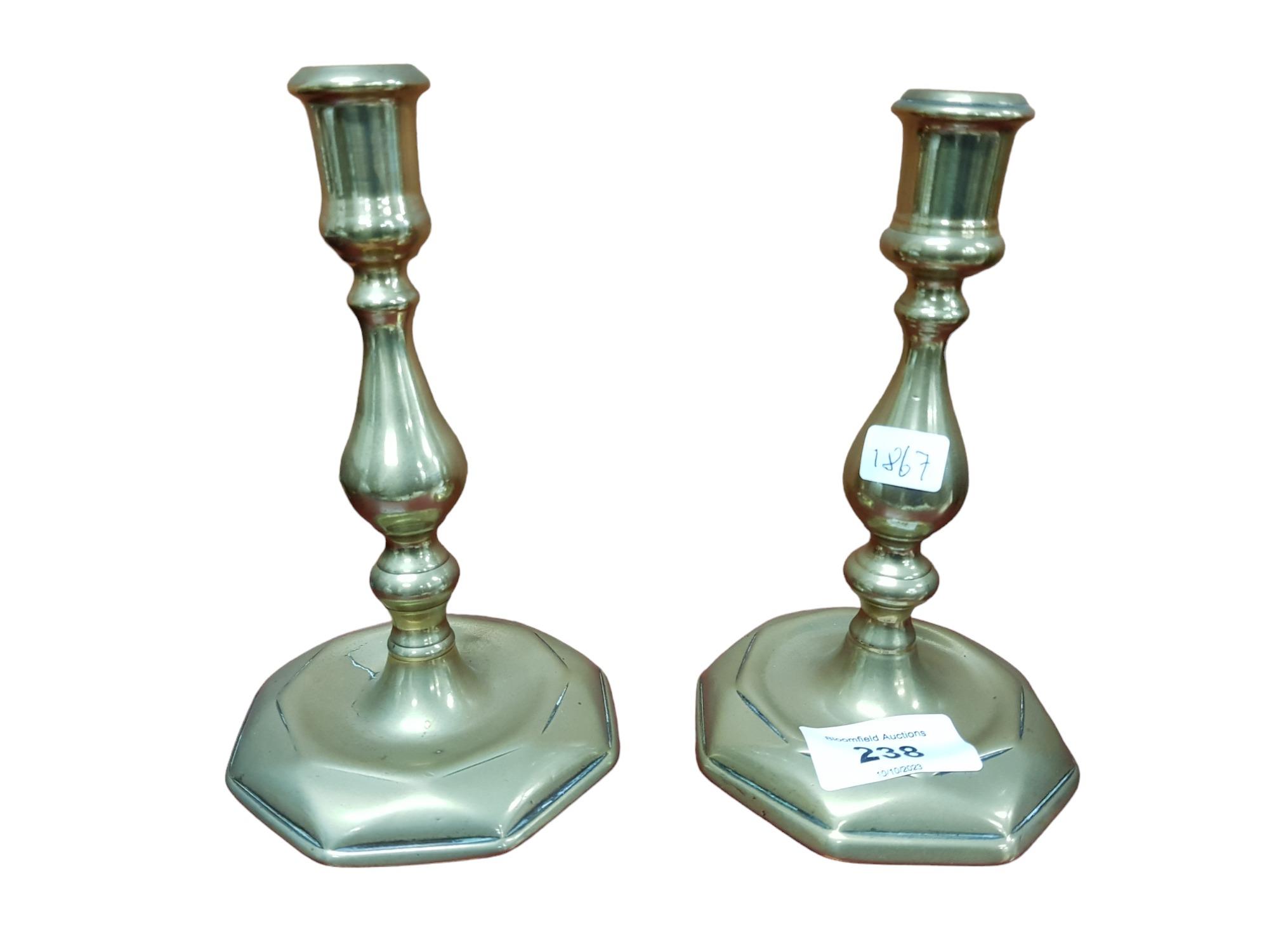 PAIR OF ANTIQUE BRASS CANDLESTICKS