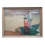 FREDERIC WHITTING - WATERCOLOUR - 'ANGLERS' 75X55CMS