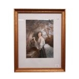 BAXTER PRINT OF A YOUNG WOMAN MOUNTED IN GILT FRAME - THE LOVERS LETTER BOX
