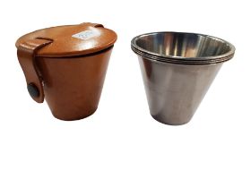 VINTAGE STIRRUP CUPS IN LEATHER POUCH