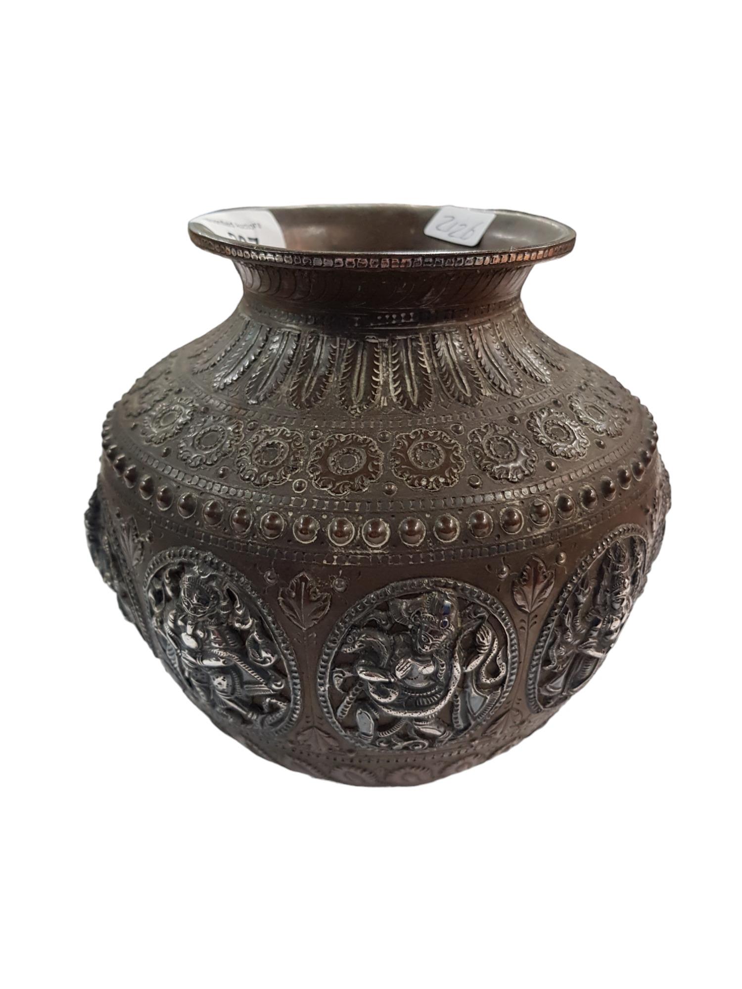 ANTIQUE BRONZE & SILVER DIWALI CELEBRATION POT