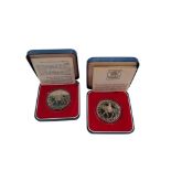 2 SILVER PROOF CROWNS IN BOXES WITH CERTIFICATES 6 FEBRUARY 1977