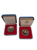 2 SILVER PROOF CROWNS IN BOXES WITH CERTIFICATES 6 FEBRUARY 1977
