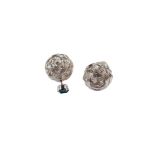 PAIR OF SILVER WIRE BALL & GEM SET EARRINGS