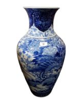 LARGE ANTIQUE BLUE & WHITE FLOOR STANDING VASE 66CMS IN HEIGHT