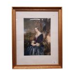 BAXTER PRINT OF A YOUNG WOMAN MOUNTED IN GILT FRAME - THE DAY BEFORE MARRIAGE