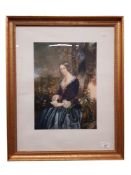 BAXTER PRINT OF A YOUNG WOMAN MOUNTED IN GILT FRAME - THE DAY BEFORE MARRIAGE