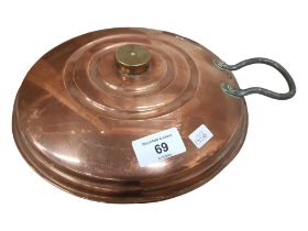 ANTIQUE COPPER AND BRASS BED WARMER
