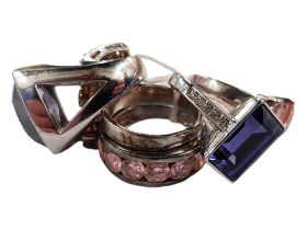 5 MODERN SILVER DESIGNER RINGS