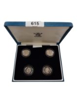 CASED SET OF SILVER PROOF PIEDFORT 4 COIN COLLECTION 2000/2001/2002/2003 £1 COINS WITH CERTIFICATES