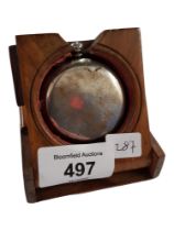 WOODEN INLAY POCKET WATCH STAND AND POCKET WATCH