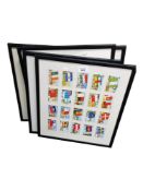 SET OF 6 FRAMED FLAGS OF THE WORLD CARDS