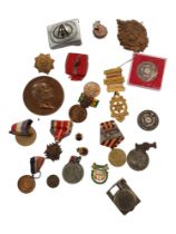 BAG LOT OF BADGES/COINS/MEDALS ETC