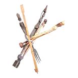 4 X HAND CARVED TRIBAL FIGURES & BACK SCRATCHERS