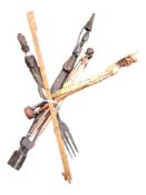 4 X HAND CARVED TRIBAL FIGURES & BACK SCRATCHERS