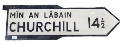 CAST IRON ROAD SIGN - CHURCHILL, DONEGAL