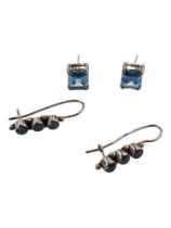 2 PAIRS OF SILVER BLUE TOPAZ EARRINGS