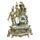 GILT VICTORIAN MANTLE CLOCK, KEY AND PENDULUM