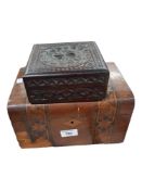 2 CARVED & INLAID WORK BOXES