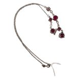 SILVER RED STONE SET NECKLACE