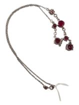 SILVER RED STONE SET NECKLACE