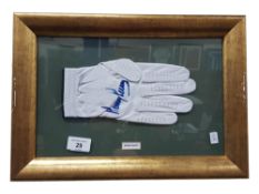FRAMED SIGNED GLOVE KENNY PERRY WITH C.O.A