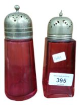 2 ANTIQUE CRANBERRY SUGAR SIFTERS