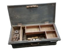 WOODEN BOX OF OLD TOOLS