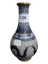 BLUE CLOISONNE VASE 17CAM TALL