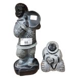 2 CARVED STONE ESKIMO FIGURES