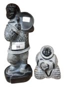 2 CARVED STONE ESKIMO FIGURES