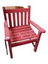 RED PAINTED ANTIQUE GARDEN SEAT