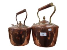PAIR OF GOOD COPPER KETTLES
