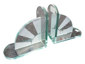PAIR OF ART DECO STYLE GLASS BOOKENDS