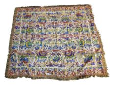 LARGE EMBROIDERED SILK TABLE CLOTH