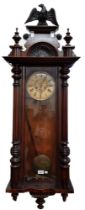 LARGE VICTORIAN VIENNA WALL CLOCK AND PENDULUM