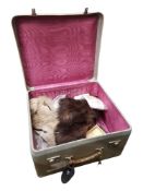 VINTAGE SUITCASE TO CONTAIN FURS & OTHER ITEMS