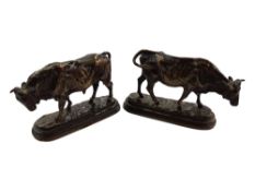 BRONZE BULL AND COW SIGNED BY ISIDORE JULES BONHEUR 1827-1901