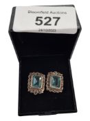 SILVER BLUE TOPAZ AND MARCASITE EARRINGS